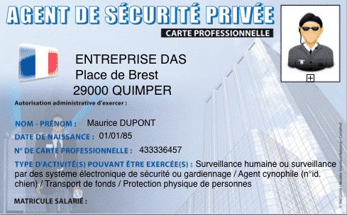 La carte professionnelle d'agent de sécurité privée